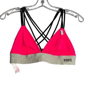 New Pink Victoria's Secret Trappy‎ Bralette Womens M Pink Black
